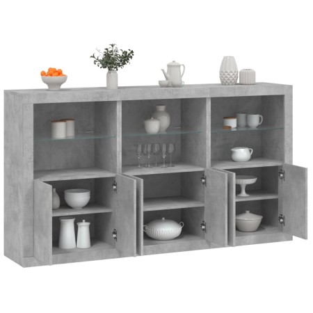 Aparador con luces LED gris hormigón 181,5x37x100 cm de , Aparadores - Ref: Foro24-3209152, Precio: 219,46 €, Descuento: %
