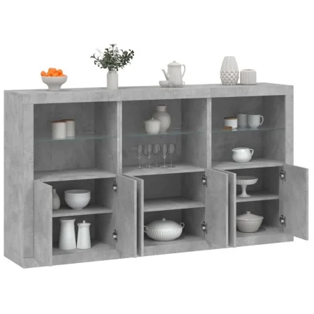 Betongraues Sideboard mit LED-Leuchten 181,5 x 37 x 100 cm von , Sideboards - Ref: Foro24-3209152, Preis: 213,43 €, Rabatt: %