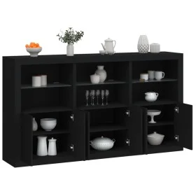 Sideboard with LED lights black 181.5x37x100 cm by , Sideboards - Ref: Foro24-3209150, Price: 233,61 €, Discount: %