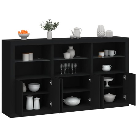 Aparador con luces LED negro 181,5x37x100 cm de , Aparadores - Ref: Foro24-3209150, Precio: 241,64 €, Descuento: %