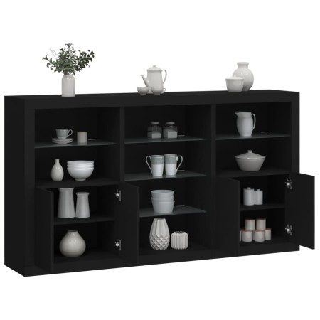 Aparador con luces LED negro 181,5x37x100 cm de , Aparadores - Ref: Foro24-3209178, Precio: 237,97 €, Descuento: %