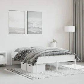 Estructura de cama de metal blanca 140x200 cm de , Camas y somieres - Ref: Foro24-373674, Precio: 82,67 €, Descuento: %