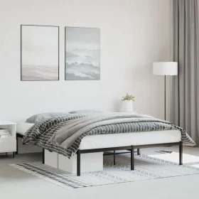 Estructura de cama de metal negro 150x200 cm de , Camas y somieres - Ref: Foro24-373657, Precio: 89,36 €, Descuento: %