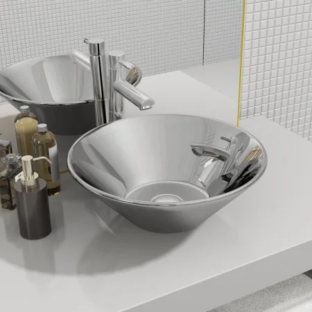 Lavabo 42x14 cm cerámica plateado de vidaXL, Lavabos - Ref: Foro24-143493, Precio: 52,34 €, Descuento: %