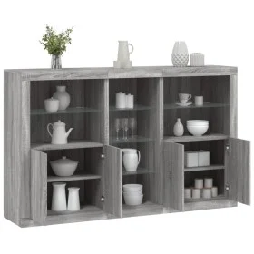 Aparador con luces LED gris Sonoma 162x37x100 cm de , Aparadores - Ref: Foro24-3209175, Precio: 263,05 €, Descuento: %