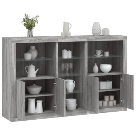 Aparador con luces LED gris Sonoma 162x37x100 cm de , Aparadores - Ref: Foro24-3209175, Precio: 270,35 €, Descuento: %