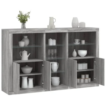 Sideboard with LED lights Sonoma gray 162x37x100 cm by , Sideboards - Ref: Foro24-3209175, Price: 263,05 €, Discount: %