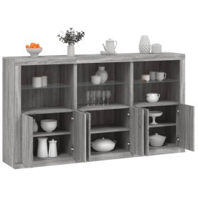 Aparador con luces LED gris Sonoma 181,5x37x100 cm de , Aparadores - Ref: Foro24-3209154, Precio: 300,60 €, Descuento: %