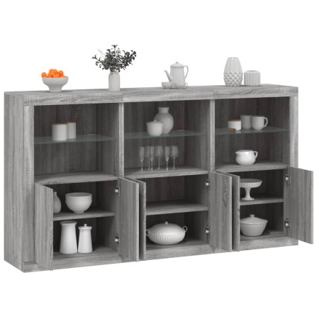 Aparador con luces LED gris Sonoma 181,5x37x100 cm de , Aparadores - Ref: Foro24-3209154, Precio: 300,60 €, Descuento: %