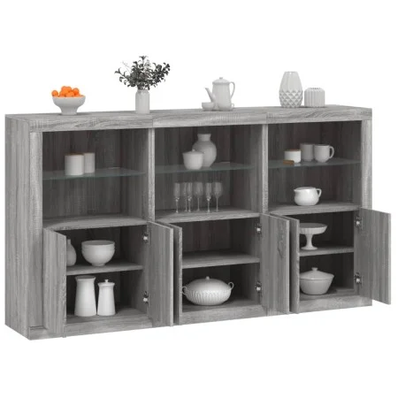 Aparador con luces LED gris Sonoma 181,5x37x100 cm de , Aparadores - Ref: Foro24-3209154, Precio: 287,47 €, Descuento: %