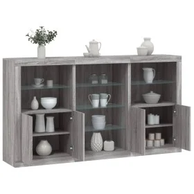 Aparador con luces LED gris Sonoma 181,5x37x100 cm de , Aparadores - Ref: Foro24-3209182, Precio: 270,65 €, Descuento: %