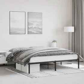 Estructura de cama de metal negro 180x200 cm de , Camas y somieres - Ref: Foro24-373659, Precio: 91,22 €, Descuento: %