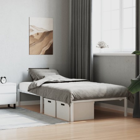 Estructura de cama metal blanca 100x190 cm de , Camas y somieres - Ref: Foro24-373667, Precio: 56,77 €, Descuento: %