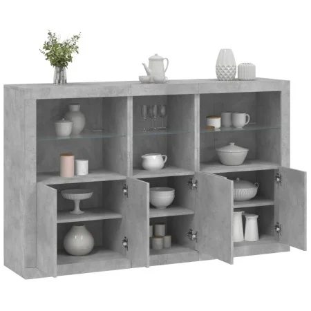 Sideboard mit betongrauen LED-Leuchten 162x37x100 cm von , Sideboards - Ref: Foro24-3209145, Preis: 210,89 €, Rabatt: %