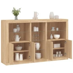 Aparador con luces LED roble Sonoma 162x37x100 cm de , Aparadores - Ref: Foro24-3209172, Precio: 207,18 €, Descuento: %