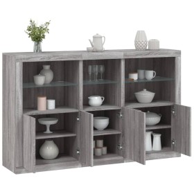 Aparador con luces LED gris Sonoma 162x37x100 cm de , Aparadores - Ref: Foro24-3209147, Precio: 284,27 €, Descuento: %