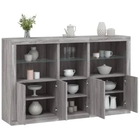 Aparador con luces LED gris Sonoma 162x37x100 cm de , Aparadores - Ref: Foro24-3209147, Precio: 278,07 €, Descuento: %