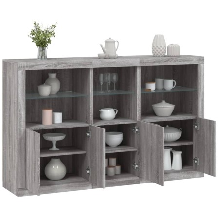 Aparador con luces LED gris Sonoma 162x37x100 cm de , Aparadores - Ref: Foro24-3209147, Precio: 284,27 €, Descuento: %