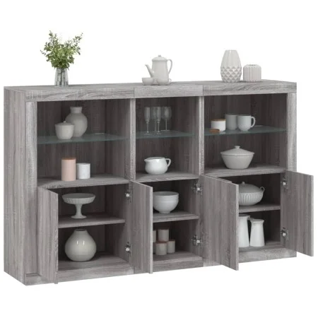 Aparador con luces LED gris Sonoma 162x37x100 cm de , Aparadores - Ref: Foro24-3209147, Precio: 278,07 €, Descuento: %
