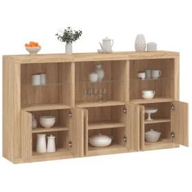 Aparador con luces LED roble Sonoma 181,5x37x100 cm de , Aparadores - Ref: Foro24-3209151, Precio: 215,76 €, Descuento: %