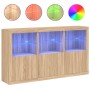 Aparador con luces LED roble Sonoma 181,5x37x100 cm de , Aparadores - Ref: Foro24-3209151, Precio: 222,02 €, Descuento: %