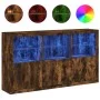 Aparador con luces LED roble ahumado 181,5x37x100 cm de , Aparadores - Ref: Foro24-3209153, Precio: 265,07 €, Descuento: %
