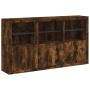 Aparador con luces LED roble ahumado 181,5x37x100 cm de , Aparadores - Ref: Foro24-3209153, Precio: 273,97 €, Descuento: %