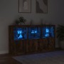 Aparador con luces LED roble ahumado 181,5x37x100 cm de , Aparadores - Ref: Foro24-3209153, Precio: 273,97 €, Descuento: %