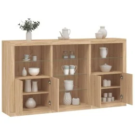 Aparador con luces LED roble Sonoma 181,5x37x100 cm de , Aparadores - Ref: Foro24-3209179, Precio: 207,03 €, Descuento: %