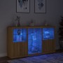 Aparador con luces LED roble Sonoma 181,5x37x100 cm de , Aparadores - Ref: Foro24-3209179, Precio: 211,94 €, Descuento: %