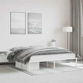 Estructura de cama de metal blanco 180x200 cm de , Camas y somieres - Ref: Foro24-373677, Precio: 85,41 €, Descuento: %