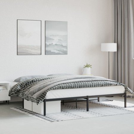Estructura de cama de metal negro 193x203 cm de , Camas y somieres - Ref: Foro24-373661, Precio: 92,78 €, Descuento: %