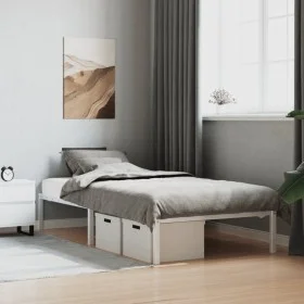 Estructura de cama de metal blanca 100x200 cm de , Camas y somieres - Ref: Foro24-373668, Precio: 58,23 €, Descuento: %