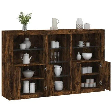 Aparador con luces LED roble ahumado 162x37x100 cm by , Sideboards - Ref: Foro24-3209174, Price: 260,54 €, Discount: %