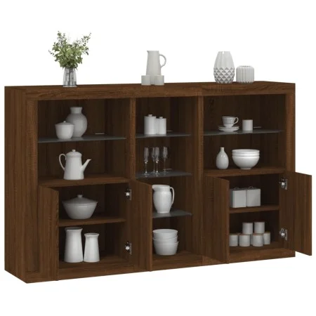 Aparador con luces LED roble marrón 162x37x100 cm by , Sideboards - Ref: Foro24-3209176, Price: 239,16 €, Discount: %