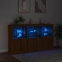 Aparador con luces LED roble marrón 181,5x37x100 cm de , Aparadores - Ref: Foro24-3209155, Precio: 270,37 €, Descuento: %