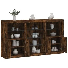 Aparador con luces LED roble ahumado 181,5x37x100 cm de , Aparadores - Ref: Foro24-3209181, Precio: 266,18 €, Descuento: %