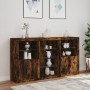 Aparador con luces LED roble ahumado 181,5x37x100 cm de , Aparadores - Ref: Foro24-3209181, Precio: 274,63 €, Descuento: %