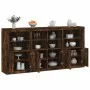 Aparador con luces LED roble ahumado 202x37x100 cm de , Aparadores - Ref: Foro24-3209160, Precio: 315,18 €, Descuento: %