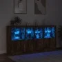 Aparador con luces LED roble ahumado 202x37x100 cm de , Aparadores - Ref: Foro24-3209160, Precio: 315,18 €, Descuento: %