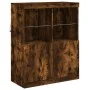 Aparador con luces LED roble ahumado 202x37x100 cm de , Aparadores - Ref: Foro24-3209160, Precio: 315,18 €, Descuento: %