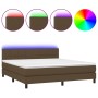 Cama box spring colchón luces LED tela marrón oscuro 160x200cm de , Camas y somieres - Ref: Foro24-3133168, Precio: 504,57 €,...