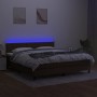 Cama box spring colchón luces LED tela marrón oscuro 160x200cm de , Camas y somieres - Ref: Foro24-3133168, Precio: 504,57 €,...