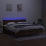 Cama box spring colchón luces LED tela marrón oscuro 180x200cm de , Camas y somieres - Ref: Foro24-3133336, Precio: 550,88 €,...