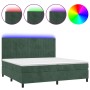 Cama box spring colchón y LED terciopelo verde oscuro 200x200cm de , Camas y somieres - Ref: Foro24-3136266, Precio: 707,38 €...