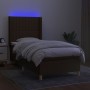 Cama box spring colchón y luces LED tela marrón oscuro 80x200cm de , Camas y somieres - Ref: Foro24-3138992, Precio: 334,24 €...