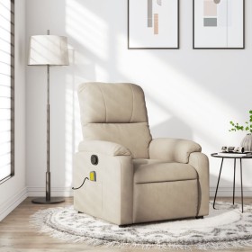 Sillón reclinable de masaje tela de microfibra color crema de , Sillones - Ref: Foro24-373460, Precio: 255,18 €, Descuento: %