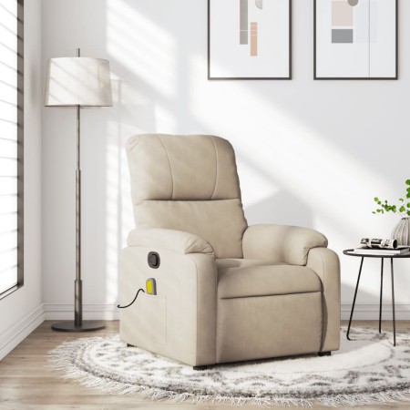 Sillón reclinable de masaje tela de microfibra color crema de , Sillones - Ref: Foro24-373460, Precio: 255,18 €, Descuento: %