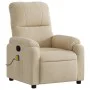 Sillón reclinable de masaje tela de microfibra color crema de , Sillones - Ref: Foro24-373460, Precio: 250,47 €, Descuento: %