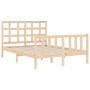 Estructura de cama de matrimonio con cabecero madera maciza de , Camas y somieres - Ref: Foro24-3192076, Precio: 137,99 €, De...